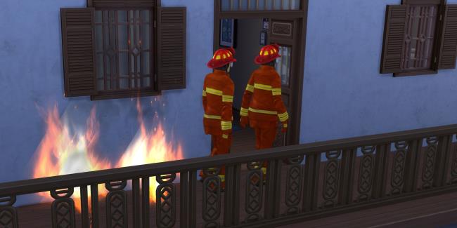 Sims 4 For Rent Useless Firemen walking away from fire